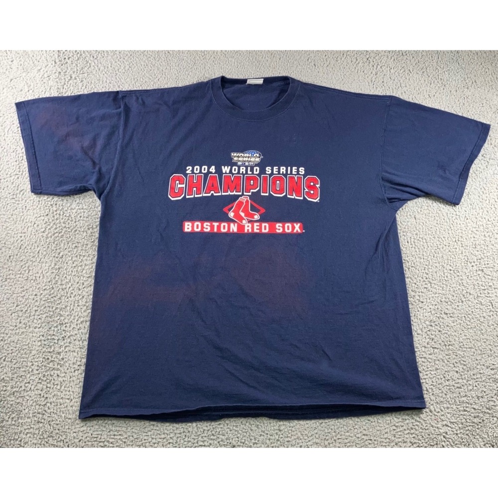 Lee Sport T-Shirt Men 2XL Boston Red Sox 2004 World Series Champions Roster Navy